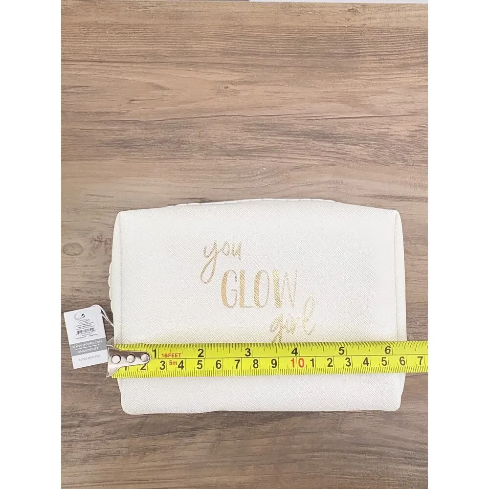 NWT Mud Pie Travel Bundle Pink “Clear For Take Off” Case + “You Glow Girl” Pouch